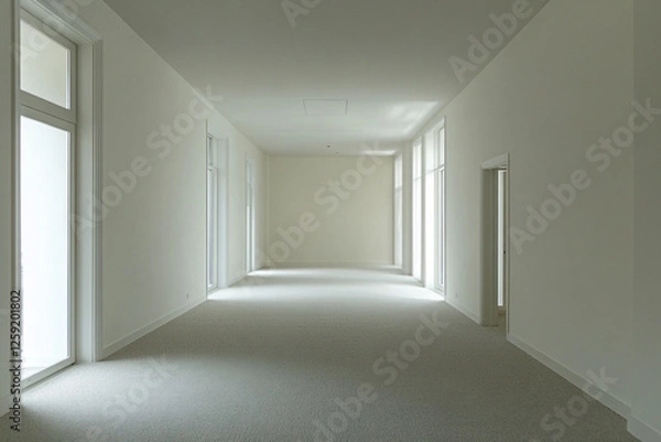 Fototapeta       There is a room with a lot of windows and a wooden floor