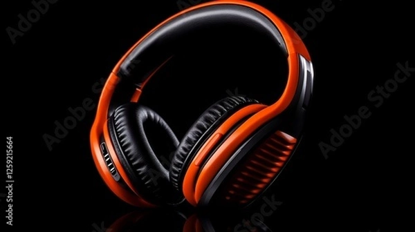 Obraz Vibrant Orange Headphones: Immersive Audio Experience