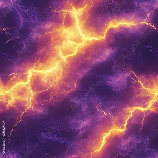 Fototapeta Lightning Thunder Storm Seamless Pattern Texture