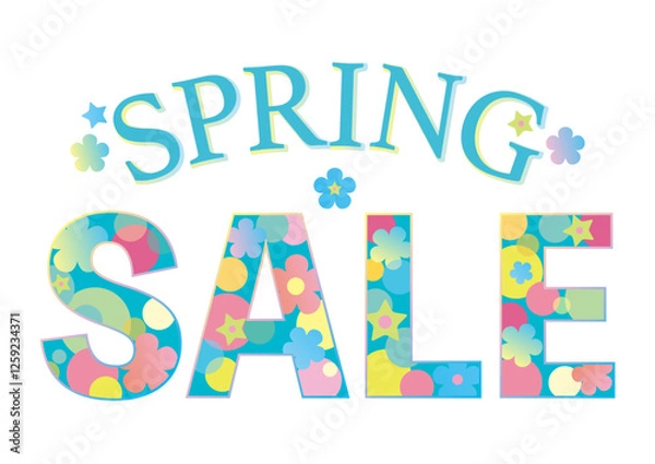 Fototapeta 花模様のスプリングセール、ターコイズブルー