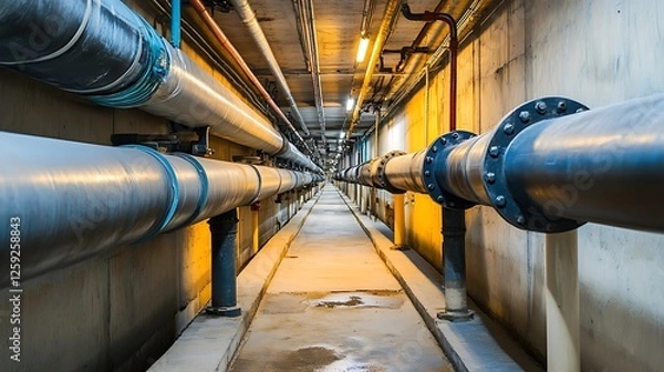 Fototapeta Industrial Pipeline Infrastructure: A Glimpse into the Underground Network