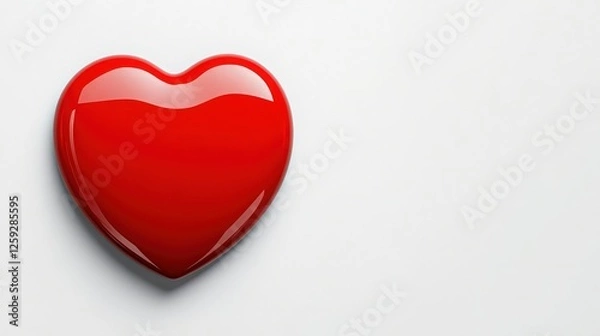 Fototapeta Shiny Red Heart Symbol on a Light Background for Romantic Themes