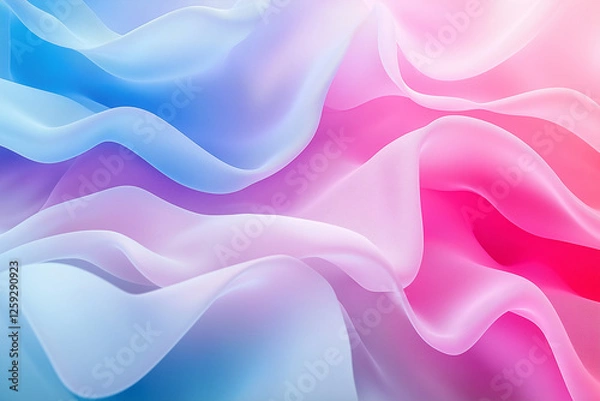 Fototapeta Soft Flowing Fabric-Like Pattern in Pink and Blue Gradient with Pastel Colors Creating a Dreamy and Elegant Abstract Design