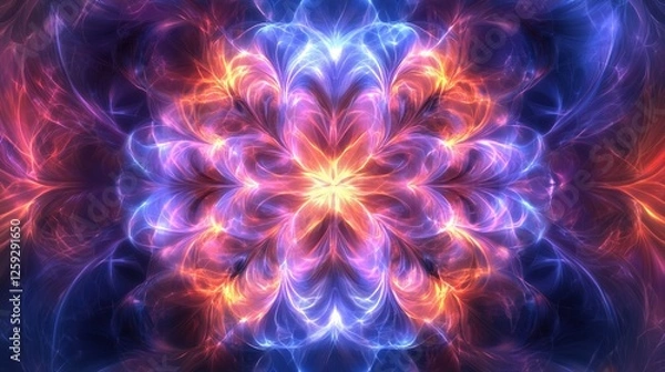 Fototapeta Abstract Fire and Ice Fractal Art  Energy  Light  and Color