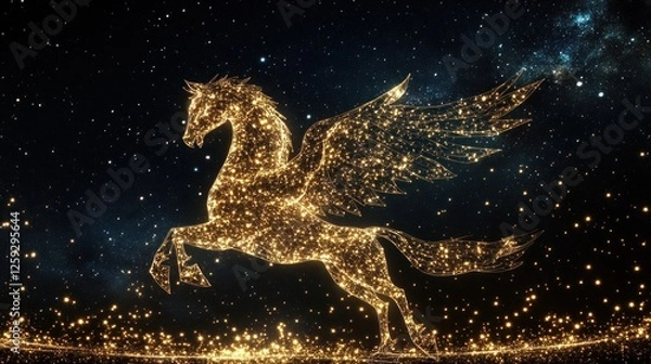Fototapeta Glimmering Pegasus Soars Through a Starry Night Sky