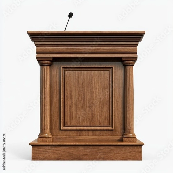 Obraz Elegant Wooden Podium with Classic Design for Public Speaking and Presentations in Professional Settings