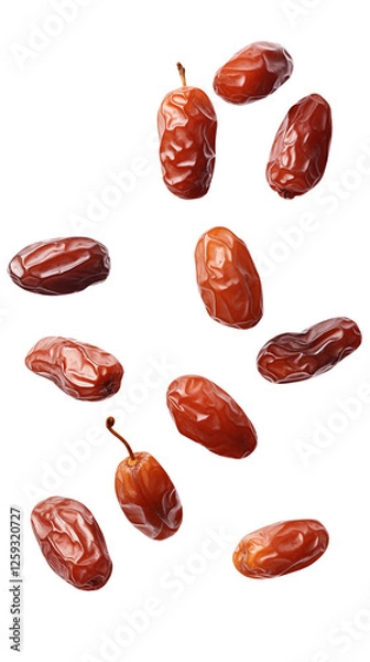 Fototapeta flying dates isolated on transparent white background, clipping path