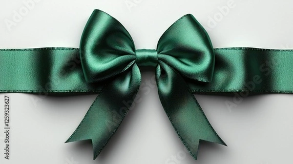 Fototapeta Elegant green satin bow tied on a smooth surface, perfect for gift wrapping or decoration