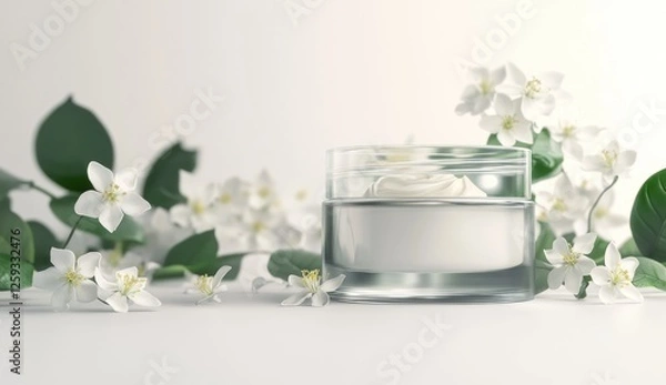 Fototapeta Luxurious Facial Cream with Jasmine Blossoms: A Skincare Symphony