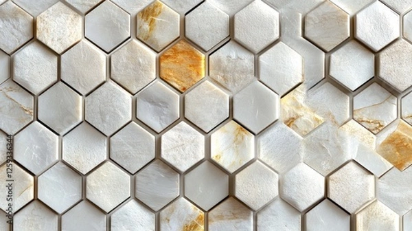 Obraz Hexagon marble wall texture, interior design, background