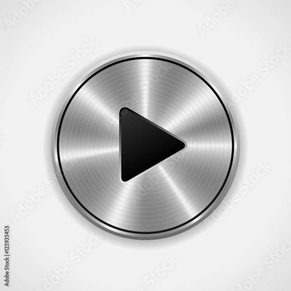 Obraz Realistic Play metal button. Vector eps10. Isolated