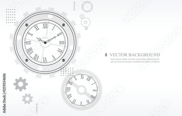 Obraz Abstract vector backgroun.Machanical analog clock.white wallpaper