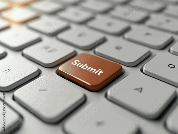 Obraz Close-up view of a computer keyboard with a submit button.