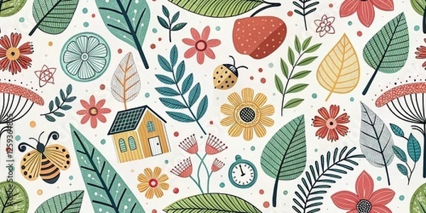 Fototapeta Vintage Organic Illustrations: Modern Educational Charts & Diagrams