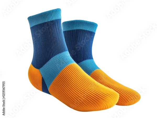 Fototapeta Blue and orange socks isolated on transparent background