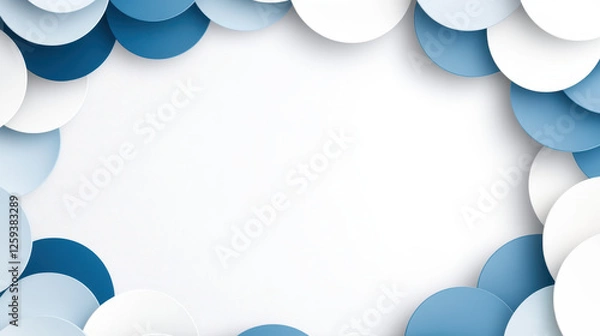 Fototapeta Clean circular wave patterns in blue and white create modern design