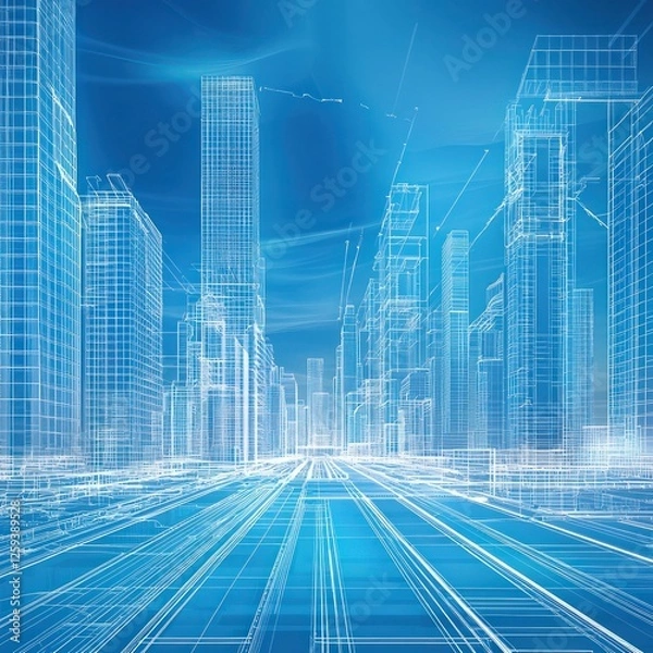 Fototapeta Next-level construction plan highlighting optimized designs for future city growth.