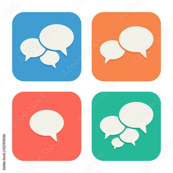 Fototapeta Trendy Flat Icons With Speech Bubbles. Set. Vector