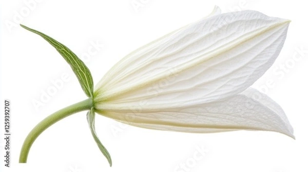 Fototapeta White flower, side view, studio shot, pure background, design element