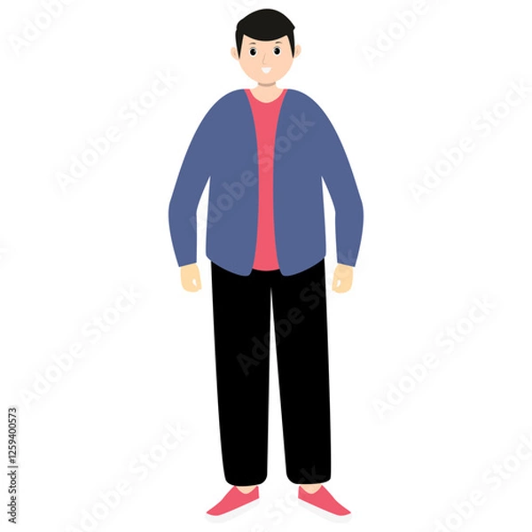 Fototapeta Illustration of People with Smile Expression. Flat Vector Character.