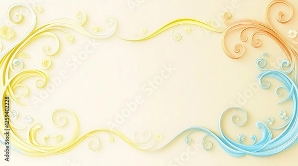 Obraz Elegant Pastel Paper Scrollwork Floral Frame Design