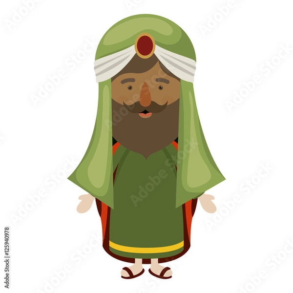 Fototapeta Wiseman cartoon icon. Happy epiphany day holy night and christmas theme. Colorful design. Vector illustration