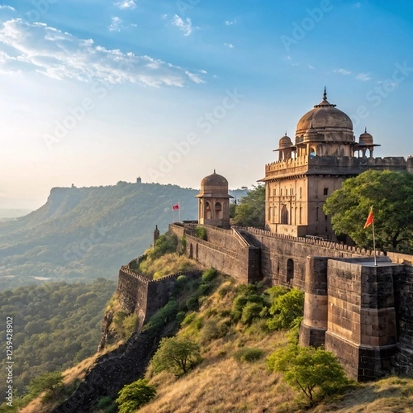 Fototapeta Golden Horizon Sunlit Majesty of Maratha Forts and the Enduring Legacy of Shivaji Maharaj