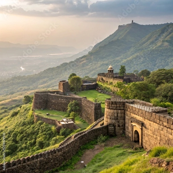 Fototapeta Golden Horizon Sunlit Majesty of Maratha Forts and the Enduring Legacy of Shivaji Maharaj