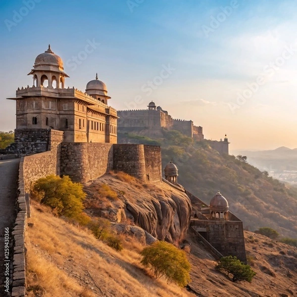 Fototapeta Golden Horizon Sunlit Majesty of Maratha Forts and the Enduring Legacy of Shivaji Maharaj