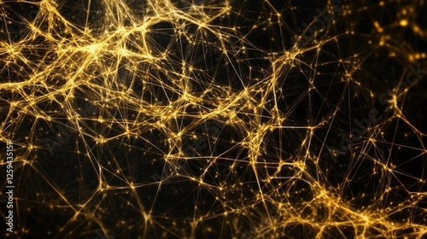 Fototapeta 金色の線、アブストラクト、黒背景