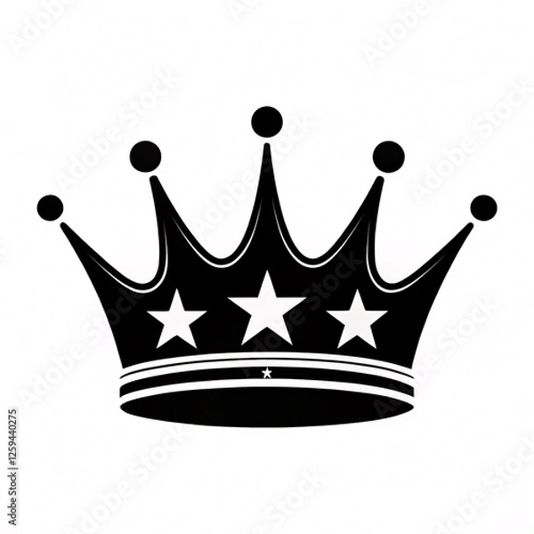 Fototapeta Minimalist Black Crown Icon with Five Points – Perfect Symbol for Royalty, Leadership, and Prestige in Modern Design Projects on Transparent Background