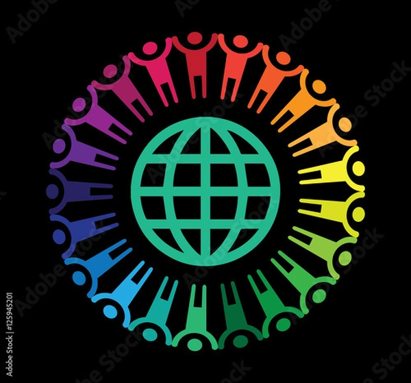 Fototapeta People Holding Hands And The World