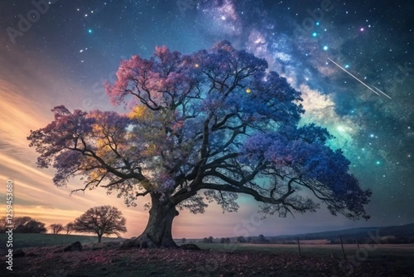 Fototapeta Surreal Color Gamut: Ethereal Forest Bloom - Vibrant Nature Photography