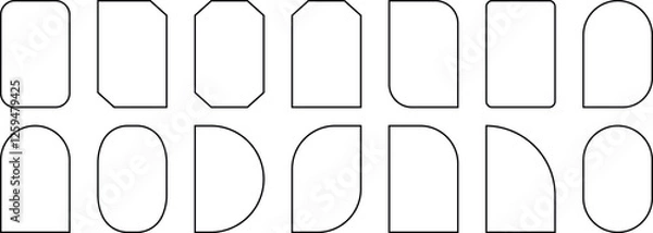 Fototapeta Frames Set. Thin Line Gold Borders Luxury Collection. Rectangle black frame set. Linear Decorative Banners frames. Geometric shape thin line linear frame vector illustration