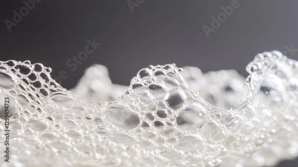 Fototapeta Close-up foam texture, bubbles, abstract, grey background, cleaning
