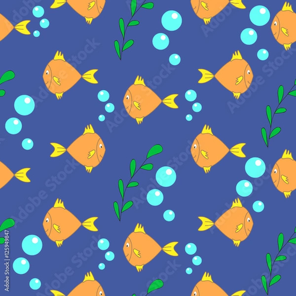 Obraz Seamless  background withorange fish, can be used for wallpaper, design, card, invitation, decoupage.