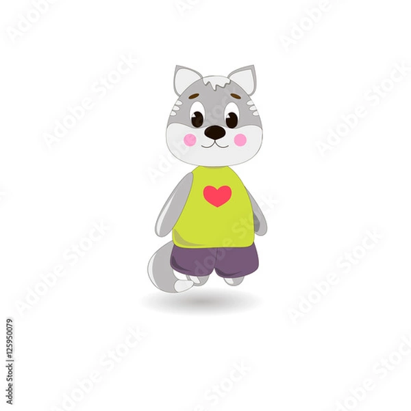Obraz Сute cartoon Cat on a white background, can be used for wallpaper, design, card, invitation.