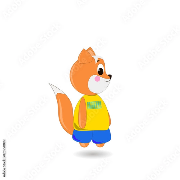 Obraz Сute cartoon Fox on a white background, can be used for wallpaper, design, card, invitation.