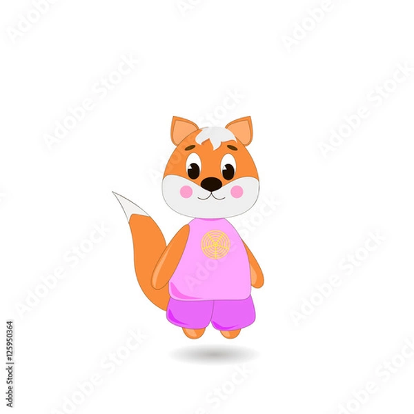 Obraz Сute cartoon Fox on a white background, can be used for wallpaper, design, card, invitation.