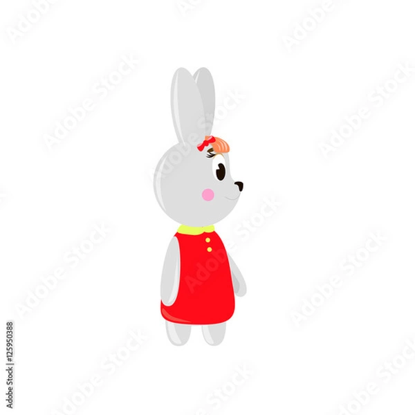 Obraz Сute cartoon Rabbit on a white background, can be used for wallpaper, design, card, invitation.