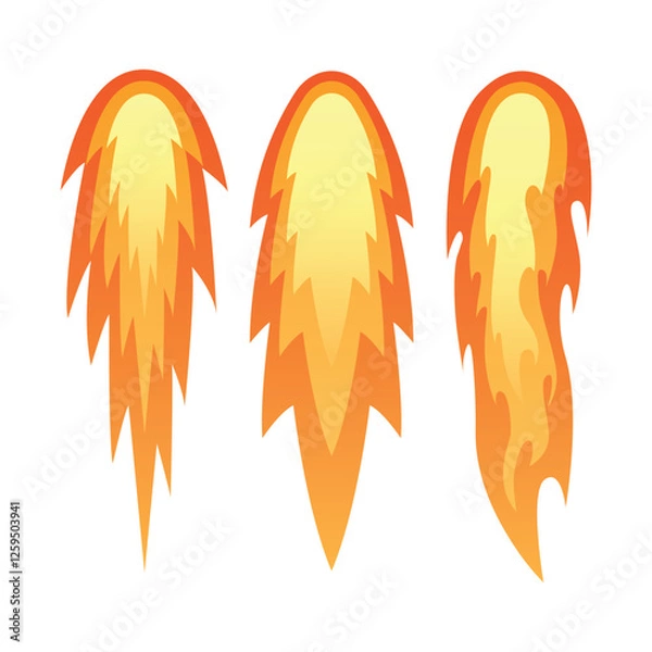 Obraz Rocket Flame Fire Contrail Vector Illustration