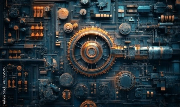 Fototapeta 3D Abstract Industrial Background, Generative AI