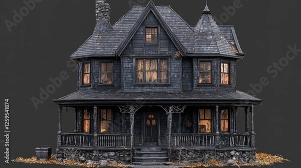 Fototapeta  Dark Halloween House on Transparent Background