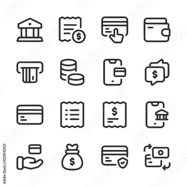 Fototapeta A set of icons for banking and finance