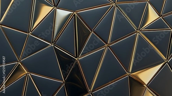 Fototapeta Abstract geometric pattern with shiny golden triangular shapes