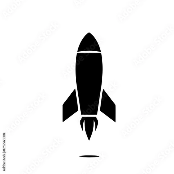 Fototapeta Rocket Takeoff:  A simple yet powerful icon depicting a black silhouette of a rocket taking off, symbolizing innovation, ambition, and the pursuit of dreams. 