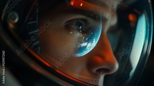 Fototapeta Astronaut's Gaze: A Cosmic Reflection