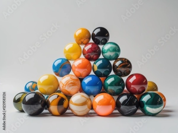 Fototapeta Colorful Glass Marbles Arranged in a Pyramid Shape