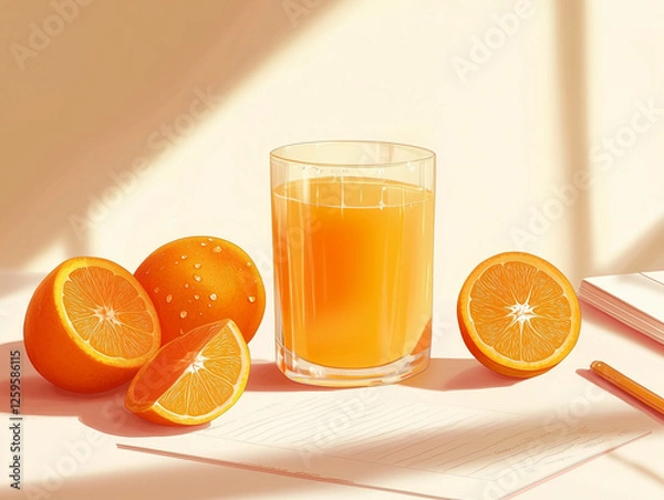 Fototapeta orange juice and oranges