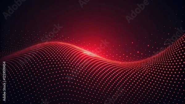 Fototapeta Futuristic and technology background concept, Abstract red wave pattern on dark background